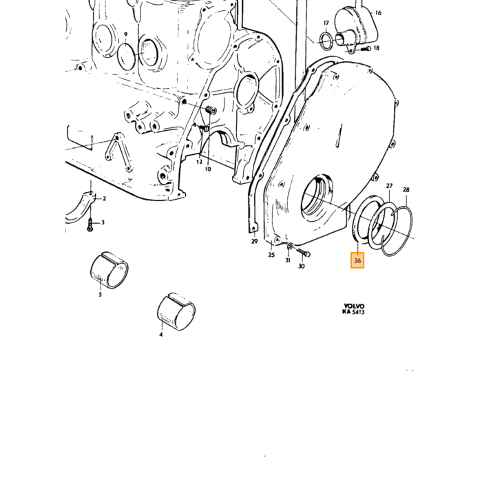 Volvo Vilebrequin à bague feutre pour bloc moteur B18+B20+B30 (bague d'étanchéité) Volvo piece no 418622