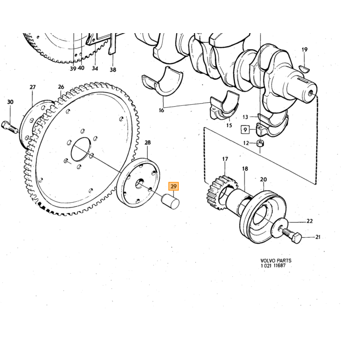 Volvo Stalen bus toplager achterste krukas 164 240  260  740  760  780  940  940 SE  960 (1336913) Volvo onderdeel nr 460455