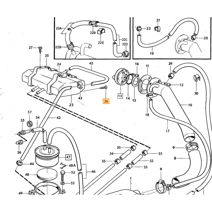Volvo Accumulateur de pression K tronic B21E+B21E+B23E+B21F+B200E+B230E 240+740+940+760 2 raccords 140 0438 170 001 1266224 Volvo piece no 462547