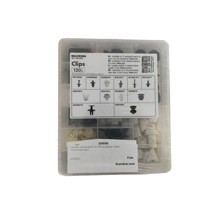 Ensemble de clips d'intérieur Volvo, ensemble de pinces, 120 pièces de tailles diverses, assortiment Volvo, pièce Volvo numéro 59004b.