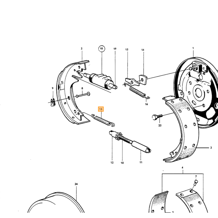 Volvo Jeu de freins quart de cercle PV444+PV445 gauche NML Volvo piece no 651926