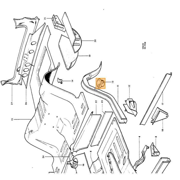 Volvo Support frein à main Amazon tous les LHD Volvo piece no 653580