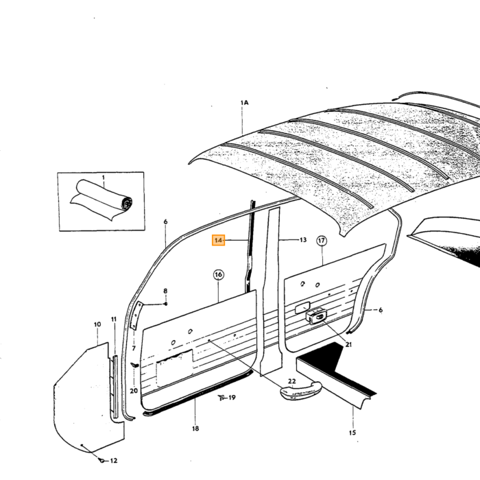Volvo Montant de porte en caoutchouc Amazon kombi (vertical) 4 requis par voiture 92509 Volvo piece no 654269