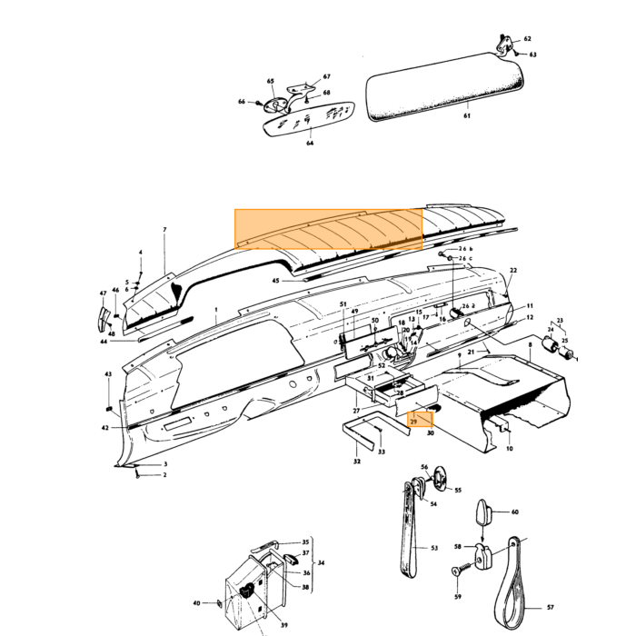 Volvo Saute-vent en caoutchouc PV544 favorit +210 Duett (type sans cadre chromé) (660864) Volvo piece no 657440