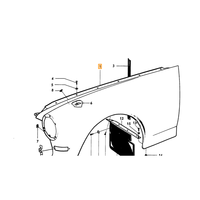 Tôle Volvo Amazon aile avant gauche, numéro de pièce Volvo 661924