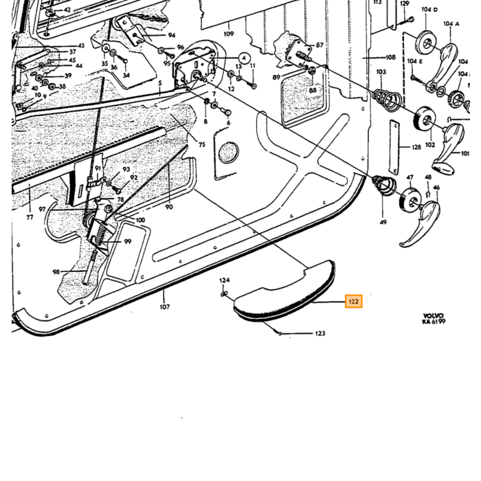 Poignée de porte intérieure Volvo pour PV544 PV444 amazon 45 544 P210 1200 220 120 130, numéro de pièce Volvo 662336
