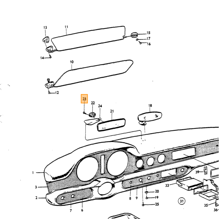 Volvo Ancrage moulure P1800 10.000 -ch 20999 porte   pour Volvo  complet 32 pc Volvo piece no 664743SET