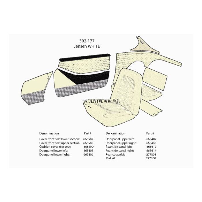 Volvo Rembourrage chaise p1800s assise couleur 302-177 Volvo piece no 665582