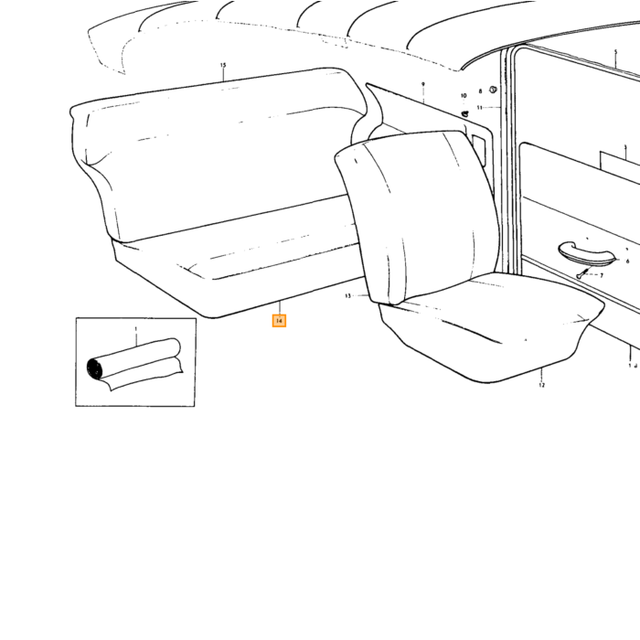 Volvo Ressort pour dossier (ressort flexible) par bande une chaise de 85 cm (dossier 6 pièces nécessaires) Volvo piece no 666794V
