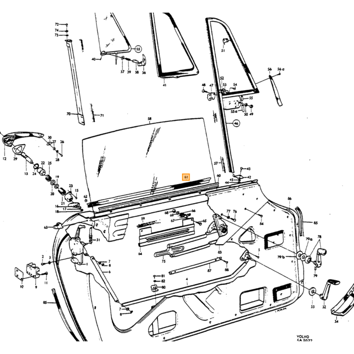 Volvo Grattoir en caoutchouc pour porte P1800 P1800E P1800ES  original Volvo piece no 668258