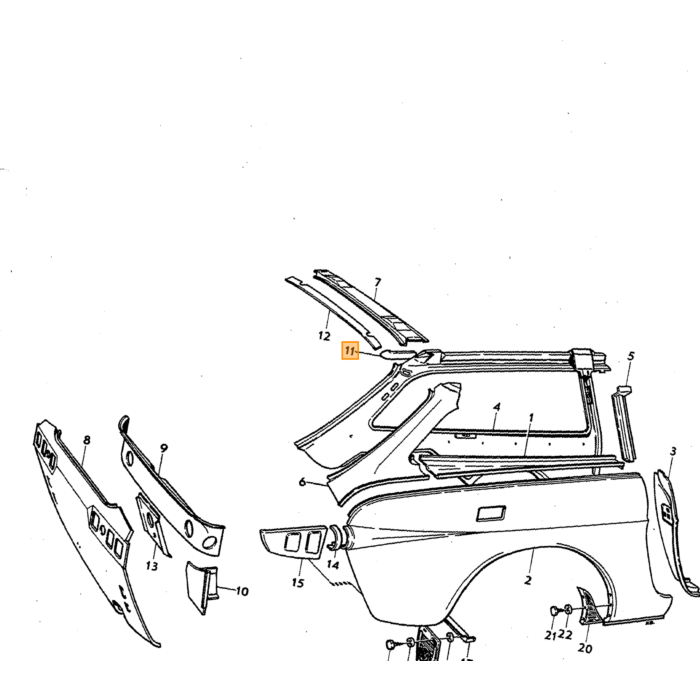 Volvo Caoutchouc gravillons P1800 garde-boue arrière droit Volvo piece no 669638