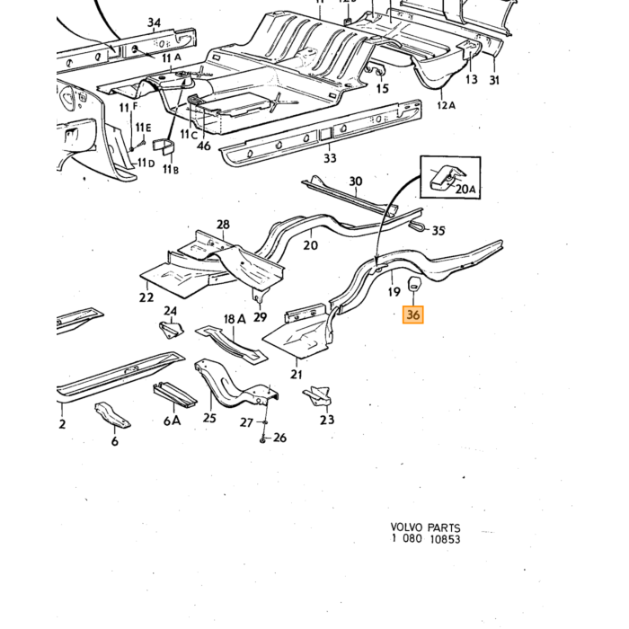 Crochet de remorquage Volvo P1800 1970- 140 164, pièce Volvo numéro 679824