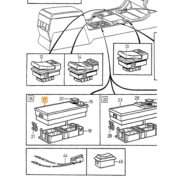 Bouton d'alarme de clignotant automatique Volvo pour Volvo 850 -1994 utilisé, disponible sur demande, numéro d'article 6806356, numéro de pièce Volvo 6806356U