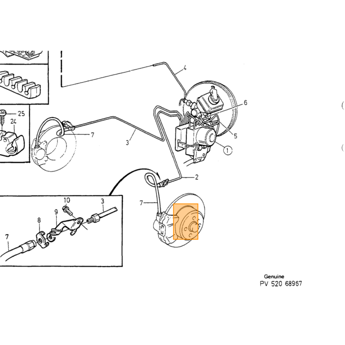 Volvo Tuyau de frein  Volvo type  Volvo 740 : type de moteur remleitung Verbindung zwischen Volvo 850 : remleitung Verbindung zwischen Volvo 940 960 : type de moteur remleitung Verbindu Volvo piece no 6819040