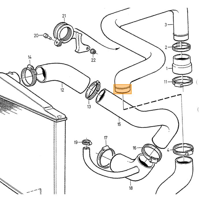 Volvo Fresh air hose 850 :+C70 (-2005)+S70  V70 +XC70 (-2000) Volvo piece no 6842167