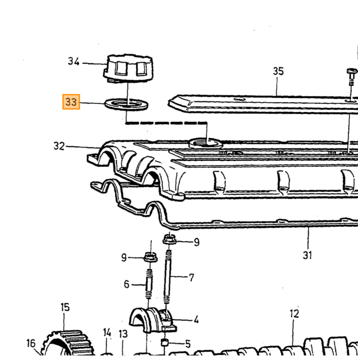 Volvo Joint d'arbre à cames Avant + arbre auxiliaire pompe à huile + distributeur B19/B21/B23/B230/B234 (463358) Joint de vilebrequin (avant) 1994-2016 Volvo piece no 6842273