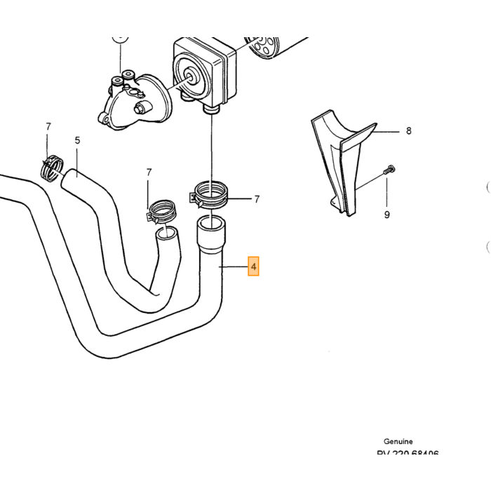 Volvo Conduite d'huile Snap Lock Volvo 850 - S70 - V70 - C70 - XC70 Volvo piece no 6842411