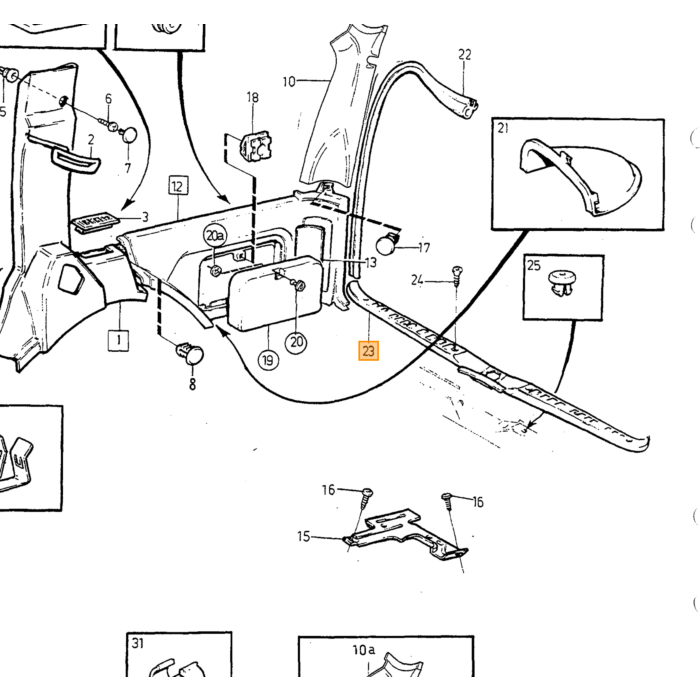 Volvo Joint caoutchouc de hayon 740+940 break +V90 sur carrosserie Volvo piece no 6848647