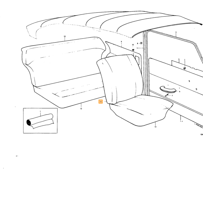 Volvo Sellerie PV544 housse de dossier gris 1962-1963 44-222 voir SET n° 690788 Volvo piece no 690789