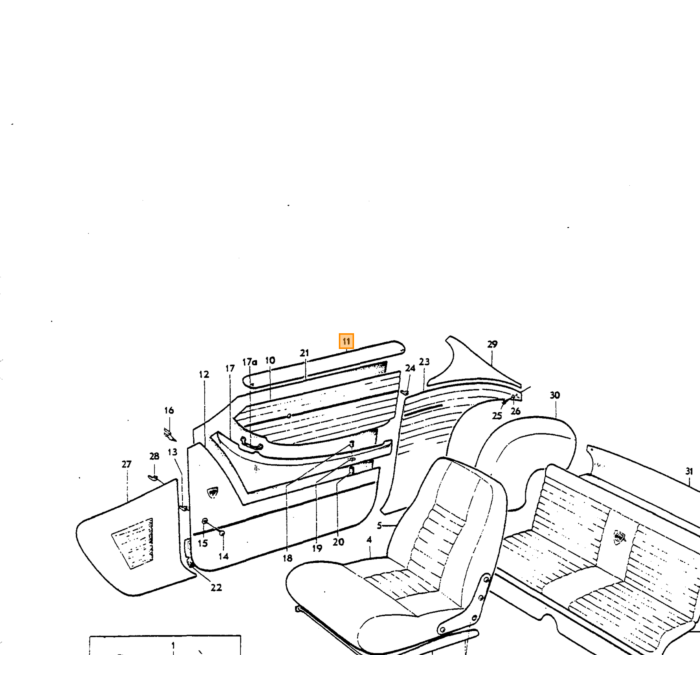 Volvo Garniture P1800S passage de roue AR droite rouge voir SET 691043 Volvo piece no 691044