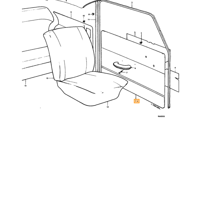 Volvo Rembourrage Chaise Duett dossier gris 226 Volvo piece no 691155