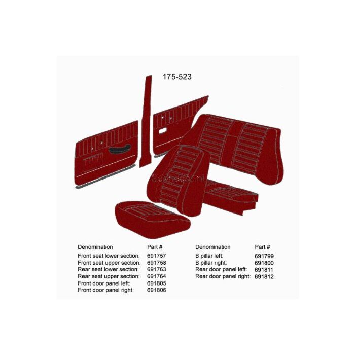 Volvo Rembourrage Housse de siège Amazon dossier rouge 420-532 175-523 voir (691437) Volvo piece no 691758