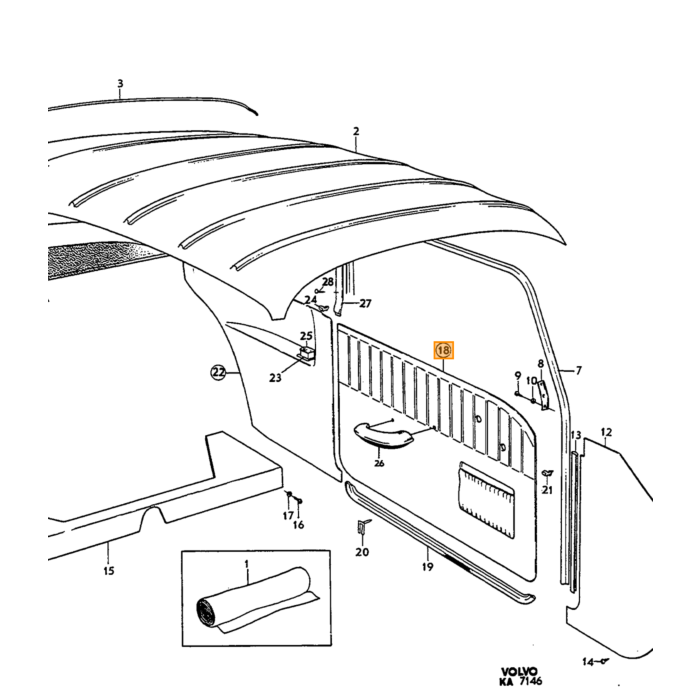 Volvo Rembourrage Amazon 2 portes panneau de porte gauche + droite SET incl 692160 rouge 414-551 Volvo piece no 692159