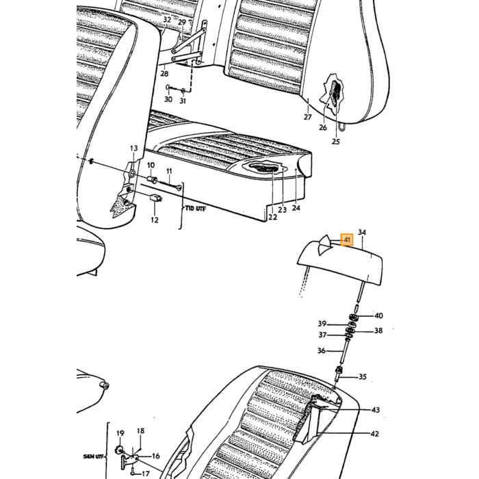 Volvo Sellerie appui-tête Amazon rouge 1967-1968 183-545 429-518 554 Volvo piece no 692661