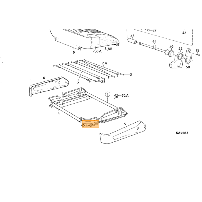 Volvo Rembourrage chaise Assise 140GL+164 rembourrage caoutchouc mousse 144 142 GL Volvo piece no 693101