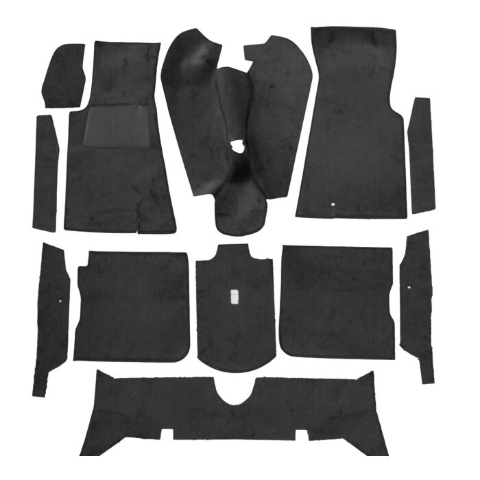 Ensemble de tapis Volvo 164 revêtement de sol en tissu noir 10 pièces ch -50.000 numéro de pièce Volvo 693950.