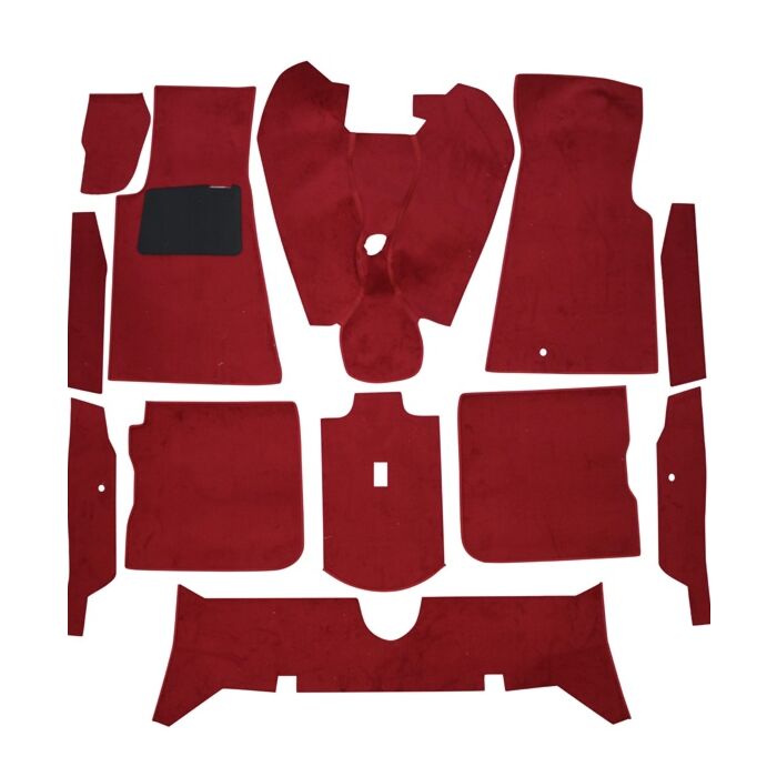 Ensemble de Tapis Volvo 164, revêtement de sol en tissu, 10 pièces ch -50.000 ROUGE, numéro de pièce Volvo 693951.