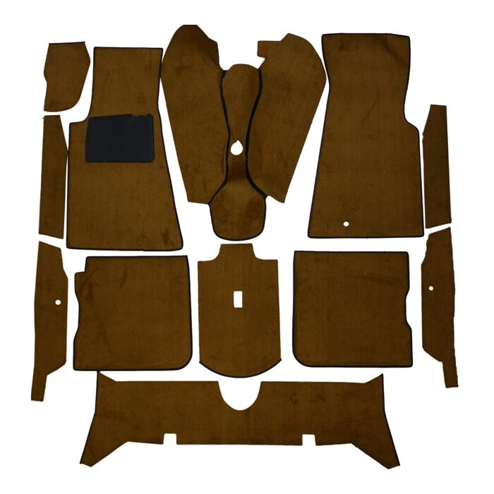 Ensemble de tapis Volvo 164, revêtement de sol en tissu, 10 pièces ch -50.000, MARRON, numéro de pièce Volvo 693953.