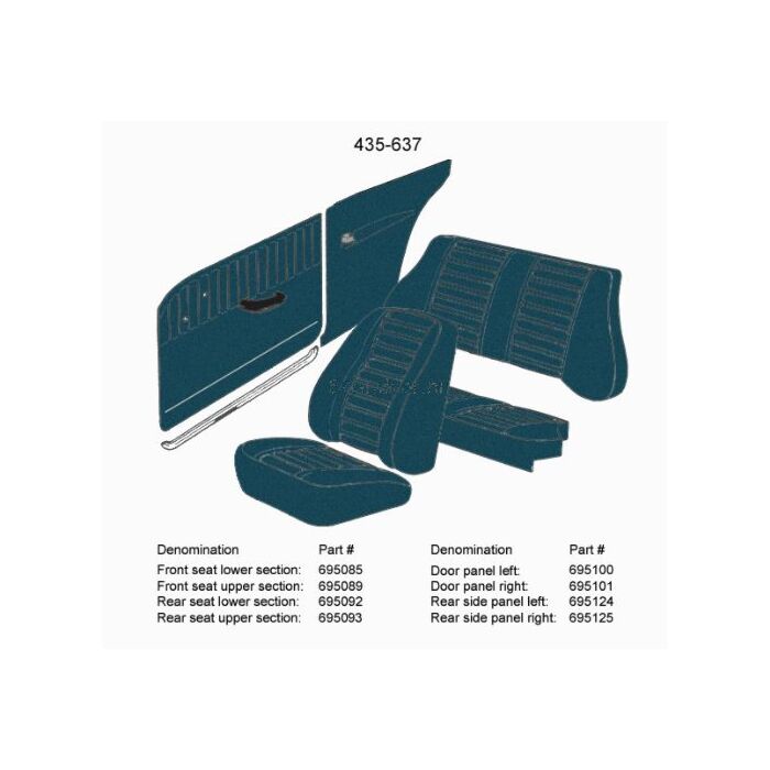 Bekleding Amazon 2 deurs achterpaneel bekleding Links blauw 1970 435-637