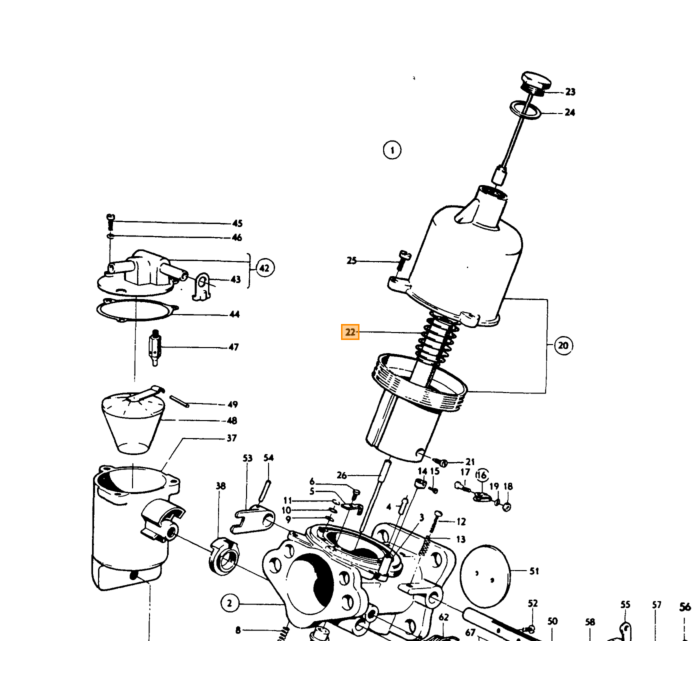 Volvo Carburateur à chambre à vide à ressort SU H4+SUHS6 B16B+B18B+B20B PV444+PV544+Duett+Amazon Volvo piece no 71816