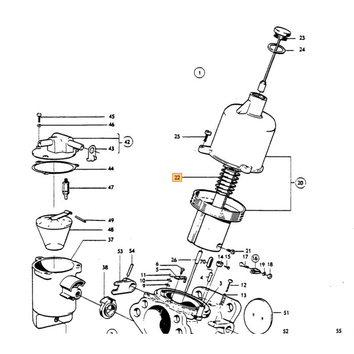 Volvo Carburateur à chambre à vide à ressort SU H4+SUHS6 B16B+B18B+B20B PV444+PV544+Duett+Amazon Volvo piece no 71816