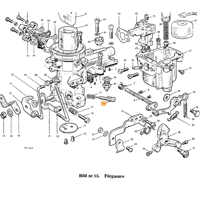 Volvo Mamelon à vis de réglage d'air carburateur Zenith 36VN+34VN Volvo piece no 71955