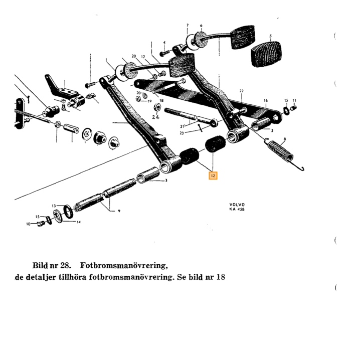 Tige de commande de maître-cylindre de frein Volvo PV 444 PV544 Duett, pièce Volvo n° 86610