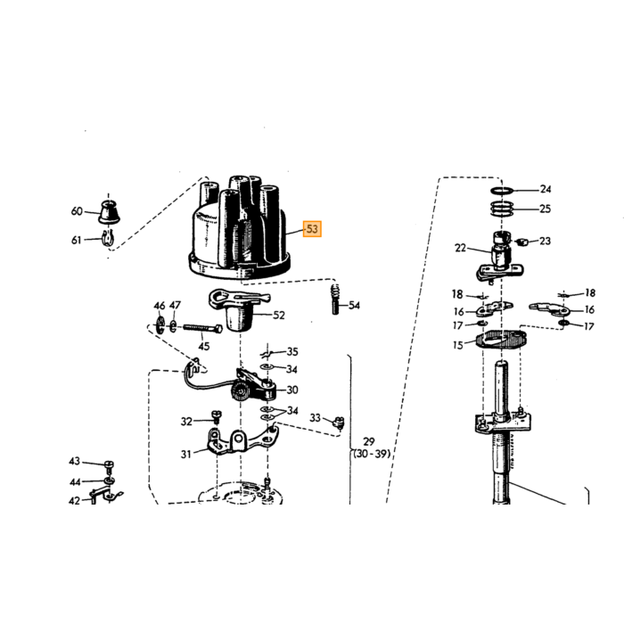 Volvo Chapeau allumeur B4B+B18 + B20 tous types (AE) 1965+)(0 330 920 005) Volvo piece no 870690