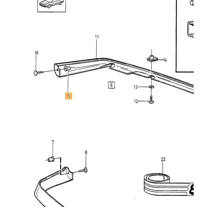 Bavette Volvo 850 à gauche également pour R (pas pour 4WD) numéro de pièce Volvo 9133578