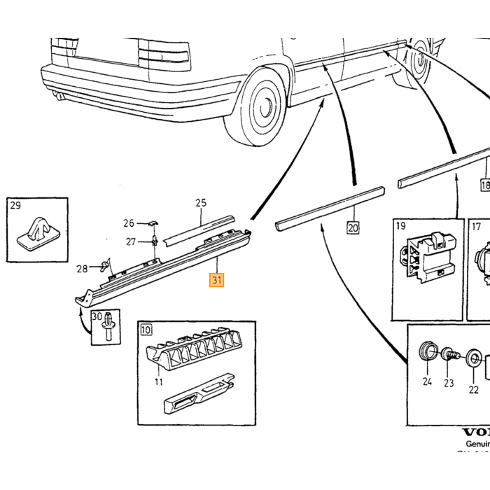Liste de protection contre la saleté Volvo L.H, pièce Volvo nr 9133785