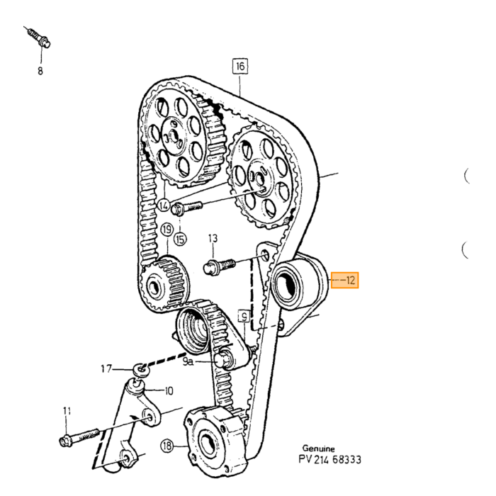 Volvo Tendeur rouleau Volvo 850-900 Volvo piece no 9146258