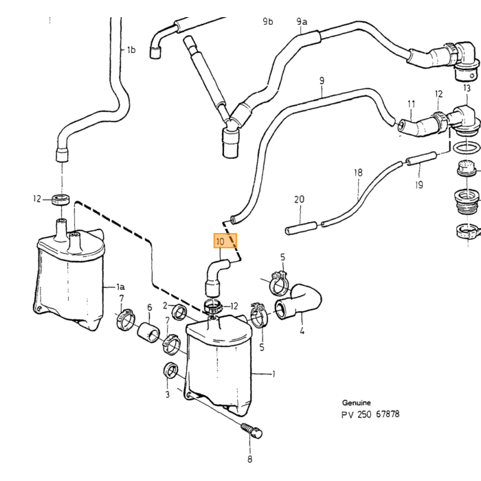 Volvo Reniflard de carter Set 10V Volvo 850 Volvo piece no 9146489