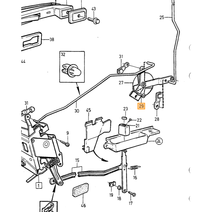 Poignée de porte gauche Volvo 960 S90 V90 (-1998) numéro de pièce Volvo 9154449