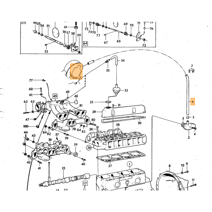 Volvo Tuyau ventilation carter vers filtre à air B18+B20+B30 Amazon+P1800+140 240 B19+B21 (978248) 1 mètre Volvo piece no 942390