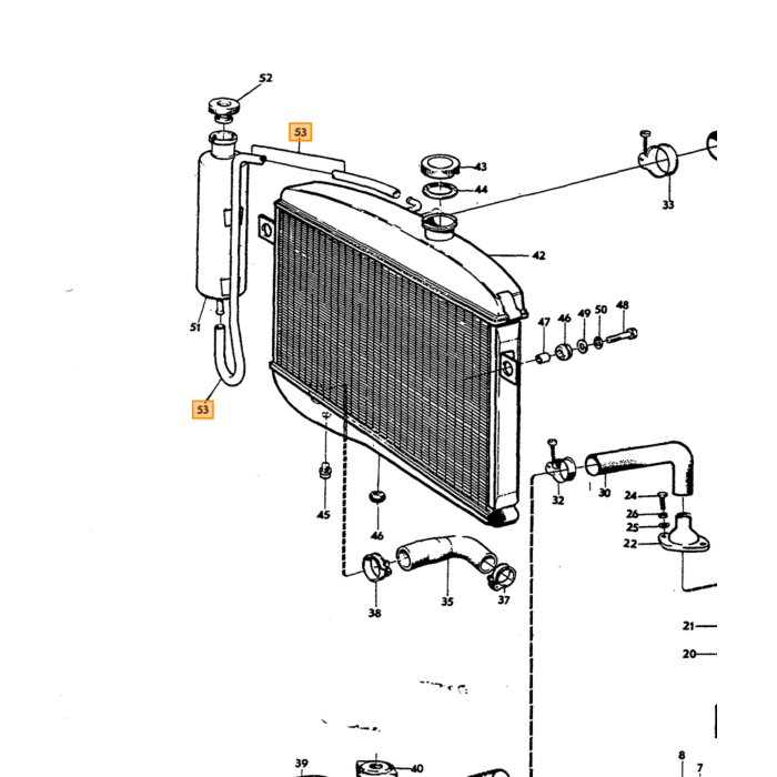 Volvo Durite radiateur vers vase d'expansion 87 5mm Amazon+P1800+140+164+240+260+740+940+960+V90+S90 981376 Volvo piece no 942700