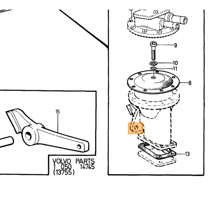 Boulon de bride Volvo M8 x 16 pour montage de pare-chocs arrière 240 divers emplacements, pièce Volvo numéro 946440