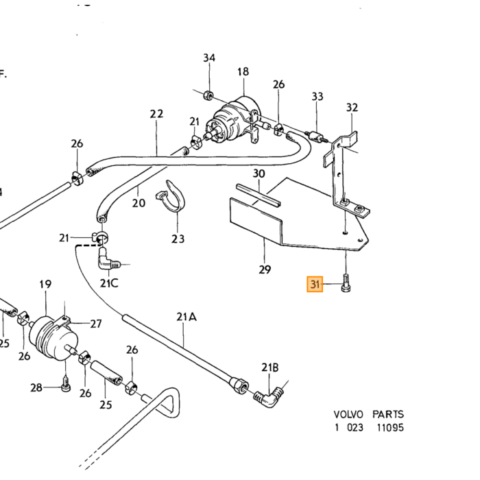 Vis Volvo UNC 1/4-20x3/8 pouce (9 mm) URX, pièce Volvo numéro 950044