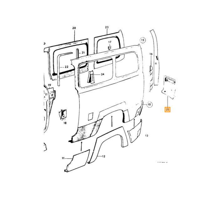 Volvo Tôle feu arrière Duett extérieur gauche Volvo piece no 96045