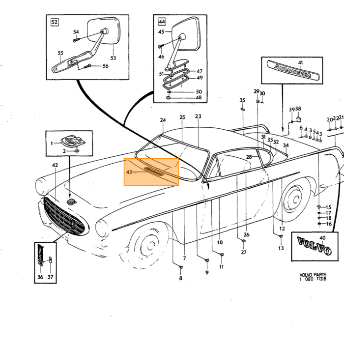 Vis cruciforme Volvo Parker, pièce Volvo numéro 961332