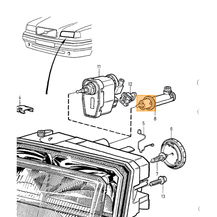 Volvo Feu Arrière Droit Intérieur 940 - 960 '91-'97 Usagé Volvo piece no 965826